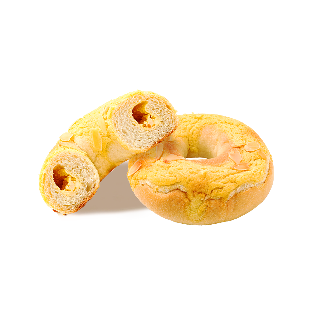 Bagel amandes grillées, mangue et noix de coco Bagel amandes grillées, mangue et noix de coco