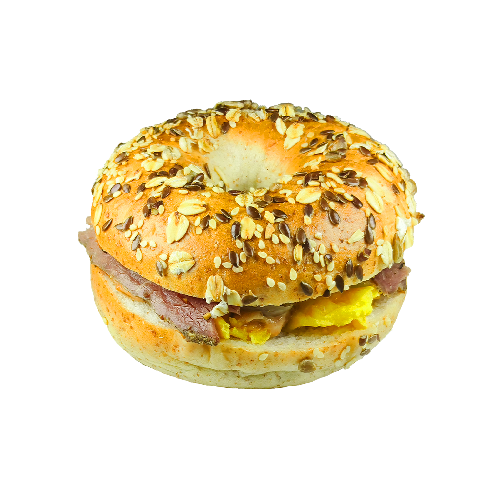 Bagel au fromage et au bœuf rôti lentement à la choucroute